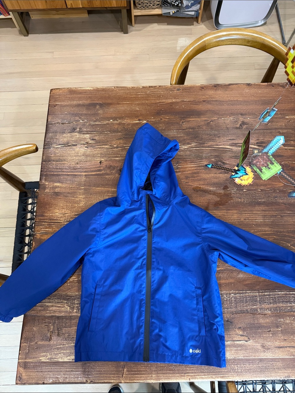 Oaki Kids Hooded Rain Jacket in Bright Blue, new